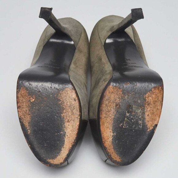 Yves Saint Laurent Grey Suede/Patent Leather Tribtoo Pumps Size 5.5/36 - Picture 3 of 5